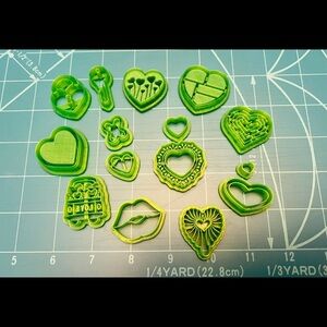 Green Heart-Shaped polymer clay cutter Set